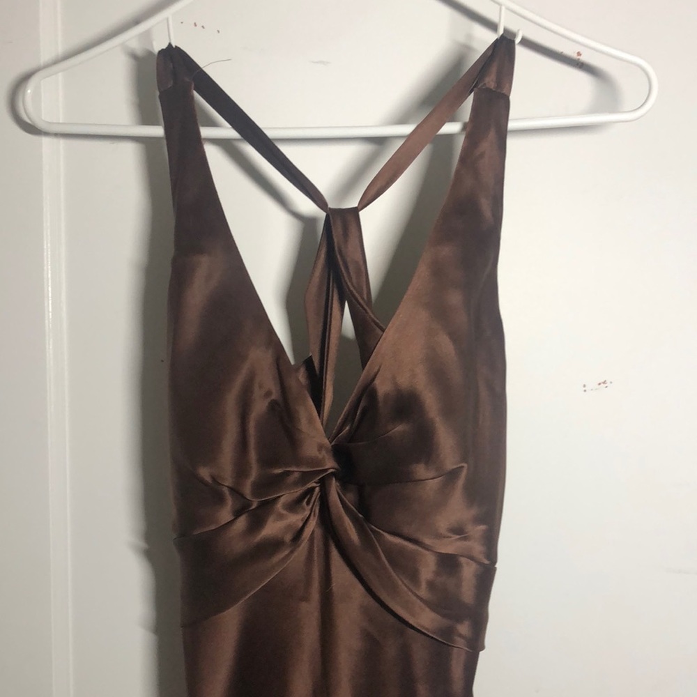 brown silk dress size 4